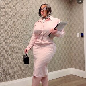 Fashion Nova Soft Pink Pinstripe Dress